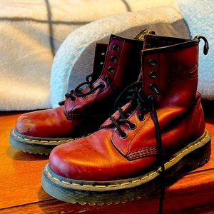 Doc Martens bought bought in the UK, slightly worn, skuff on right shoe toe.